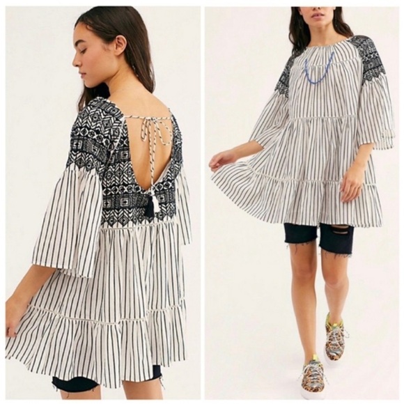 Free People Sz S Tunic Mini Striped Lola Dress - Picture 1 of 7